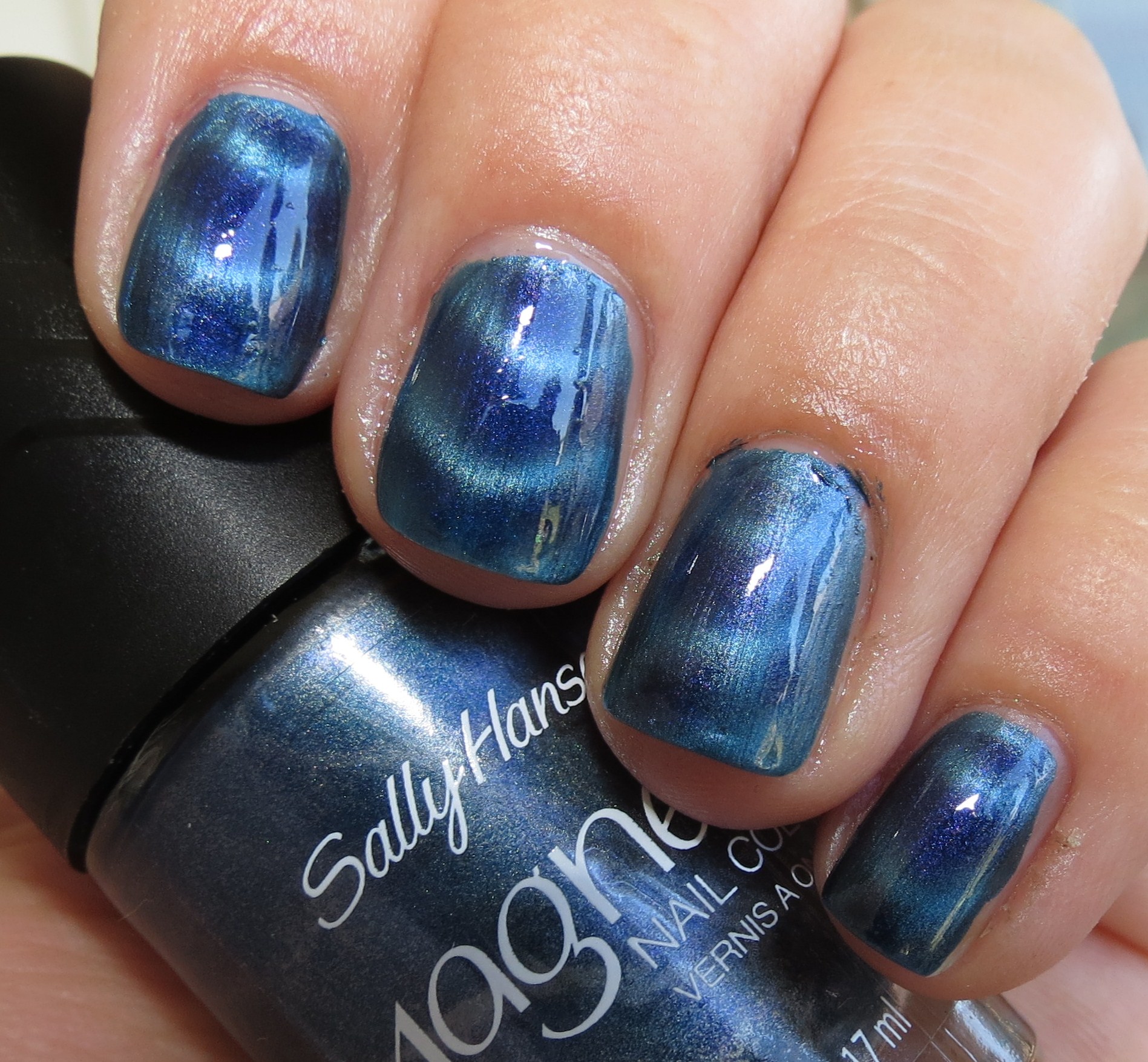 Sally Hansen Magnetic Nail Color Swatches and Review - Blushing Noir