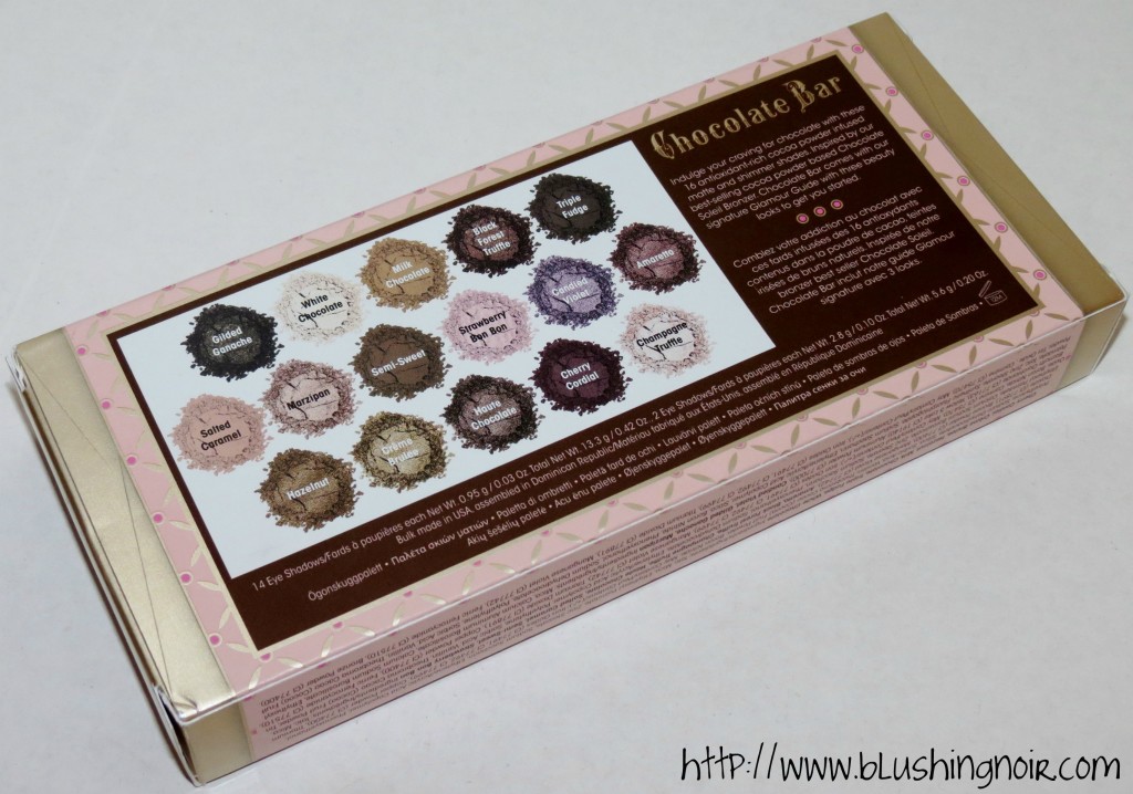 Too Faced The Chocolate Bar Eye Palette Box back
