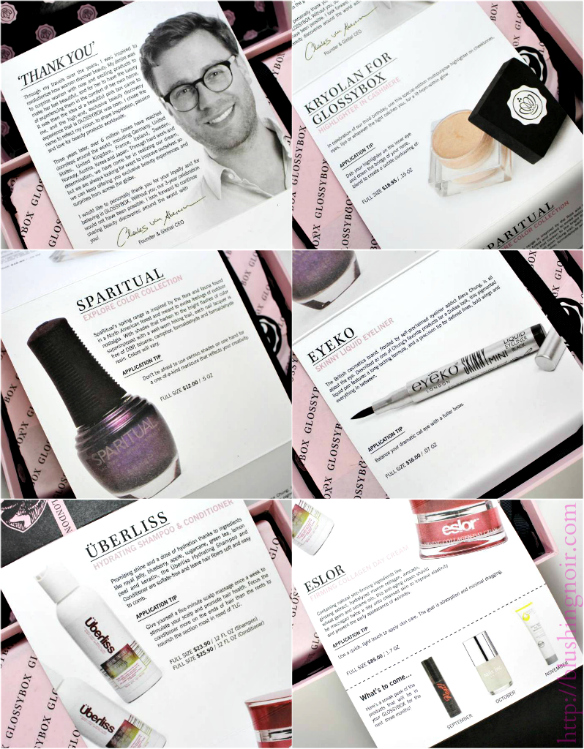 August 2014 Glossybox contents