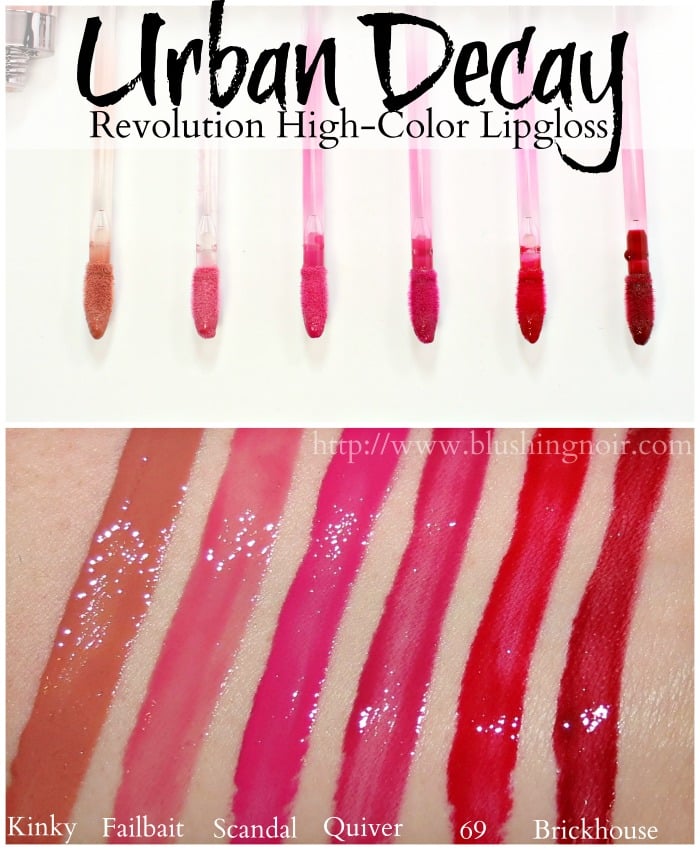 Urban Decay Revolution High-Color Lipgloss Swatches