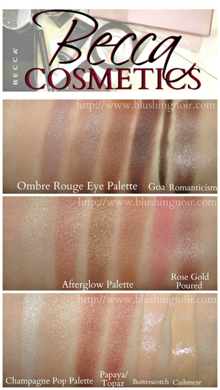 Becca Cosmetics Ombre Rouge afterglow swatches review