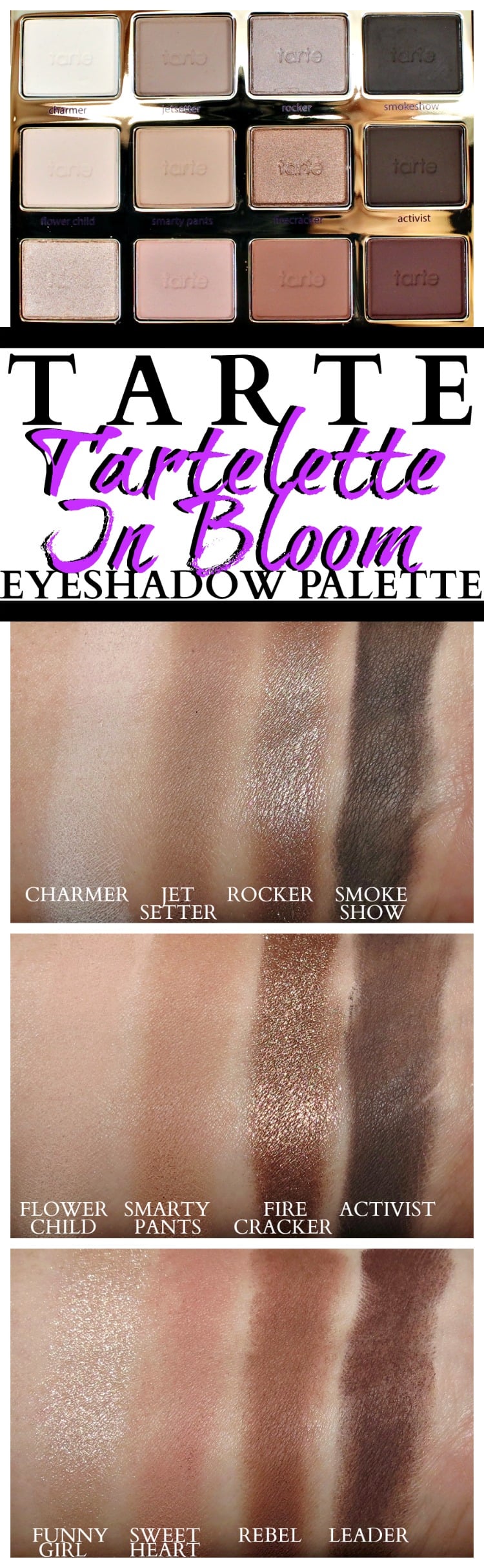 TARTE Tartelette in bloom eyeshadow palette swatches review photos neutral eyeshadow palettes