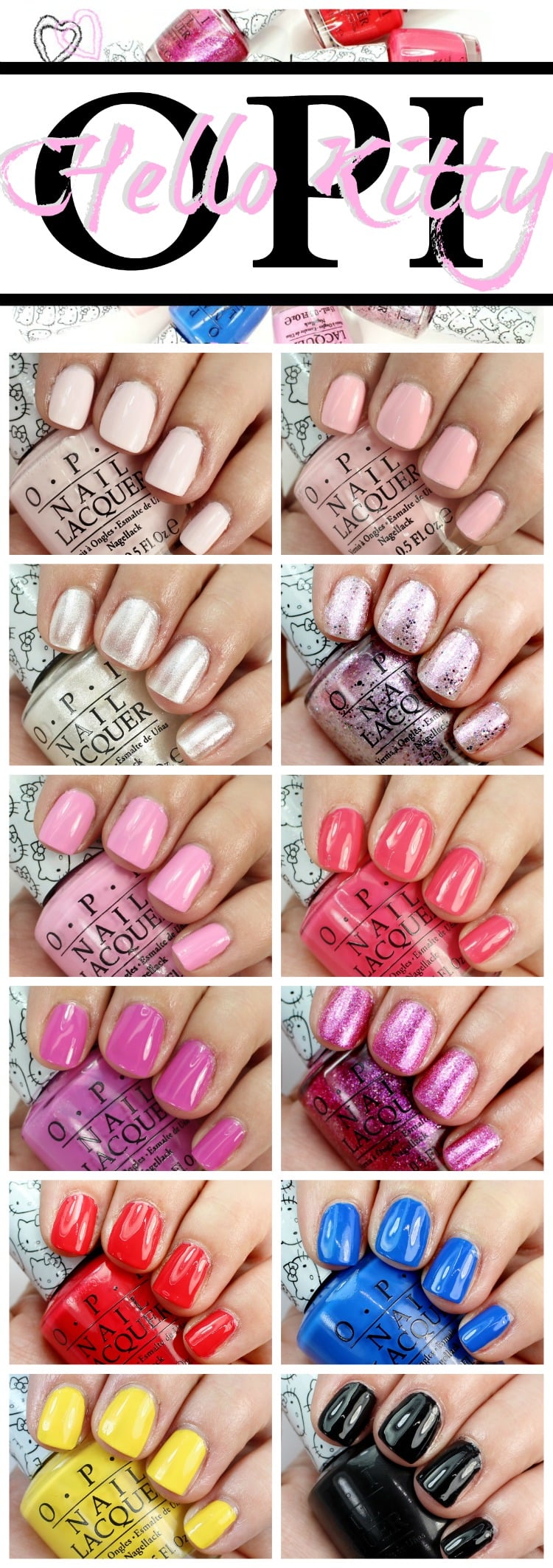 OPI Hello Kitty Swatches Nail polish lacquer