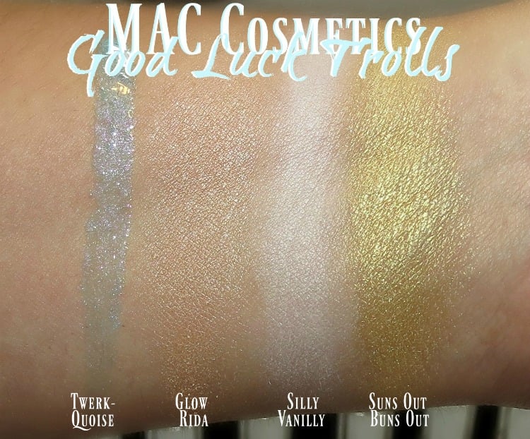 MAC Good Luck Trolls Makeup Collection Swatches review swatch pics