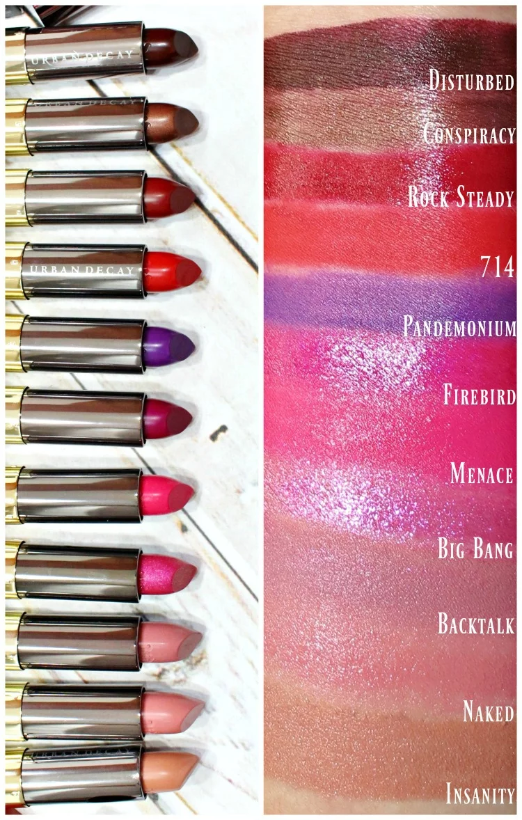 Urban Decay Vice Lipstick Swatches review swatch pics ruby rose